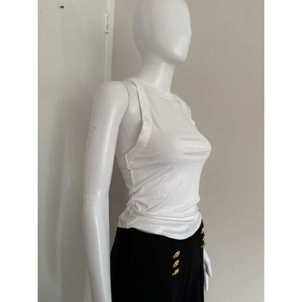 Commense Chic stylish versatile Ribbed‎ White tank Top Size M